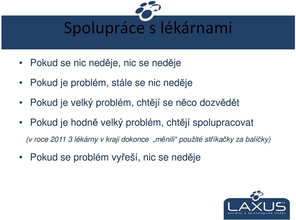 hodně velký problém, chtějí spolupracovat (v roce 2011 3 lékárny v kraji