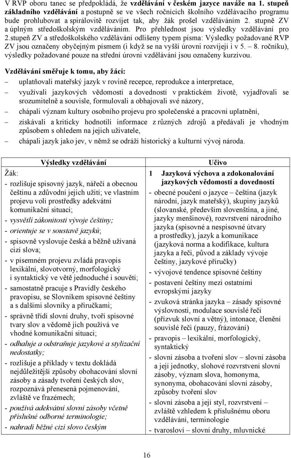 stupně ZV a úplným středoškolským vzděláváním. Pro přehlednost jsou výsledky vzdělávání pro 2.