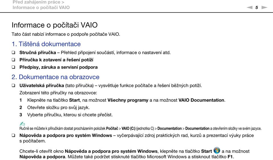 Dokumentace na obrazovce Uživatelská příručka (tato příručka) vysvětluje funkce počítače a řešení běžných potíží.