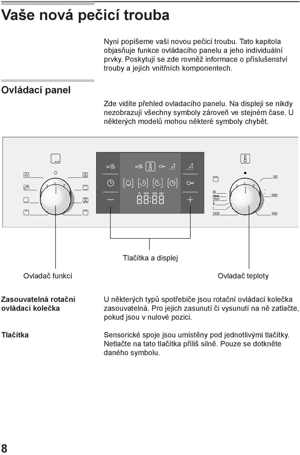 Na displeji se nikdy nezobrazují všechny symboly zároveň ve stejném čase. U některých modelů mohou některé symboly chybět.