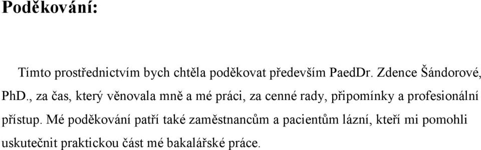 , za čas, který věnovala mně a mé práci, za cenné rady, připomínky a