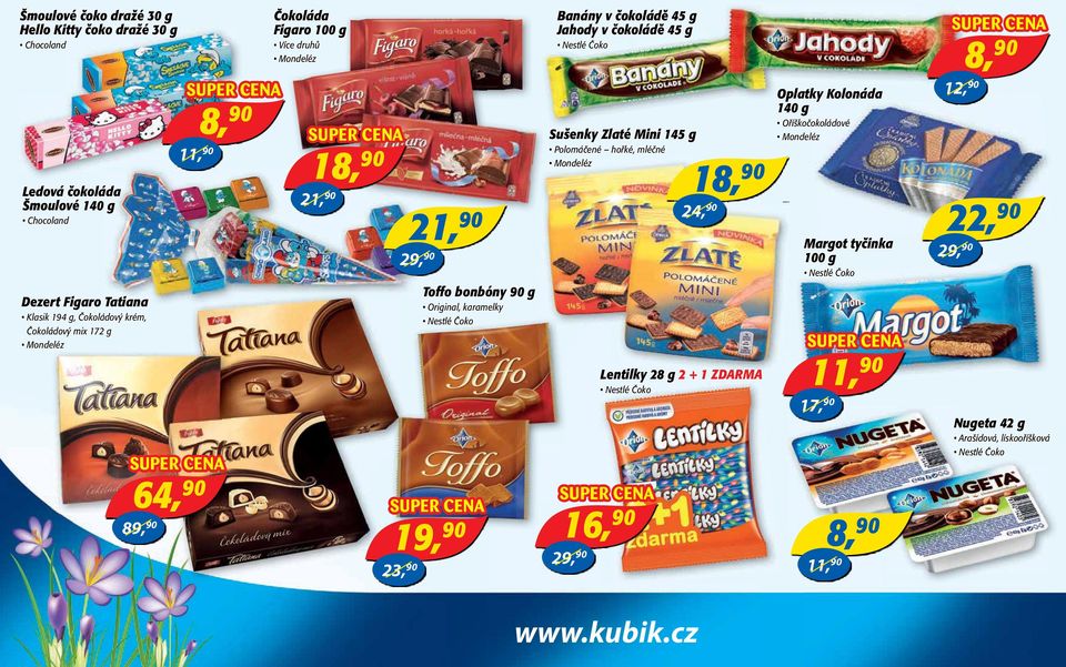 čokoládě 45 g Nestlé Čoko Sušenky Zlaté Mini 145 g Polomáčené hořké, mléčné Lentilky 28 g 2 + 1 ZDARMA Nestlé Čoko Oplatky Kolonáda 140 g Oříškočokoládové 18, 90 24, 90