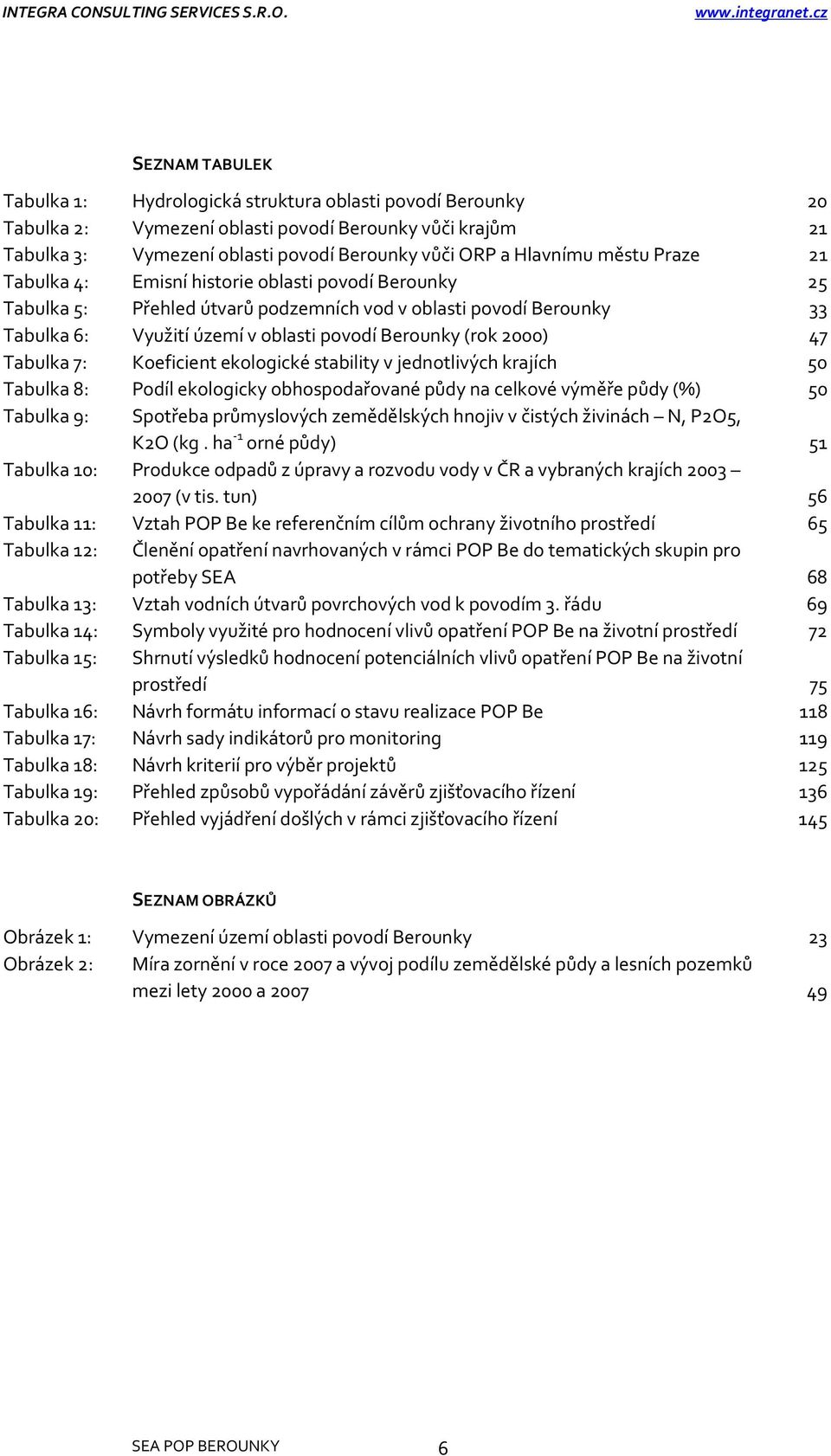 2000) 47 Tabulka 7: Koeficient ekologické stability v jednotlivých krajích 50 Tabulka 8: Podíl ekologicky obhospodařované půdy na celkové výměře půdy (%) 50 Tabulka 9: Spotřeba průmyslových