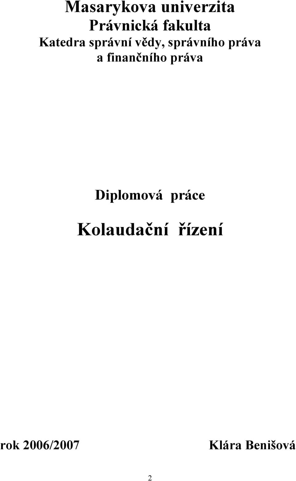 finančního práva Diplomová práce