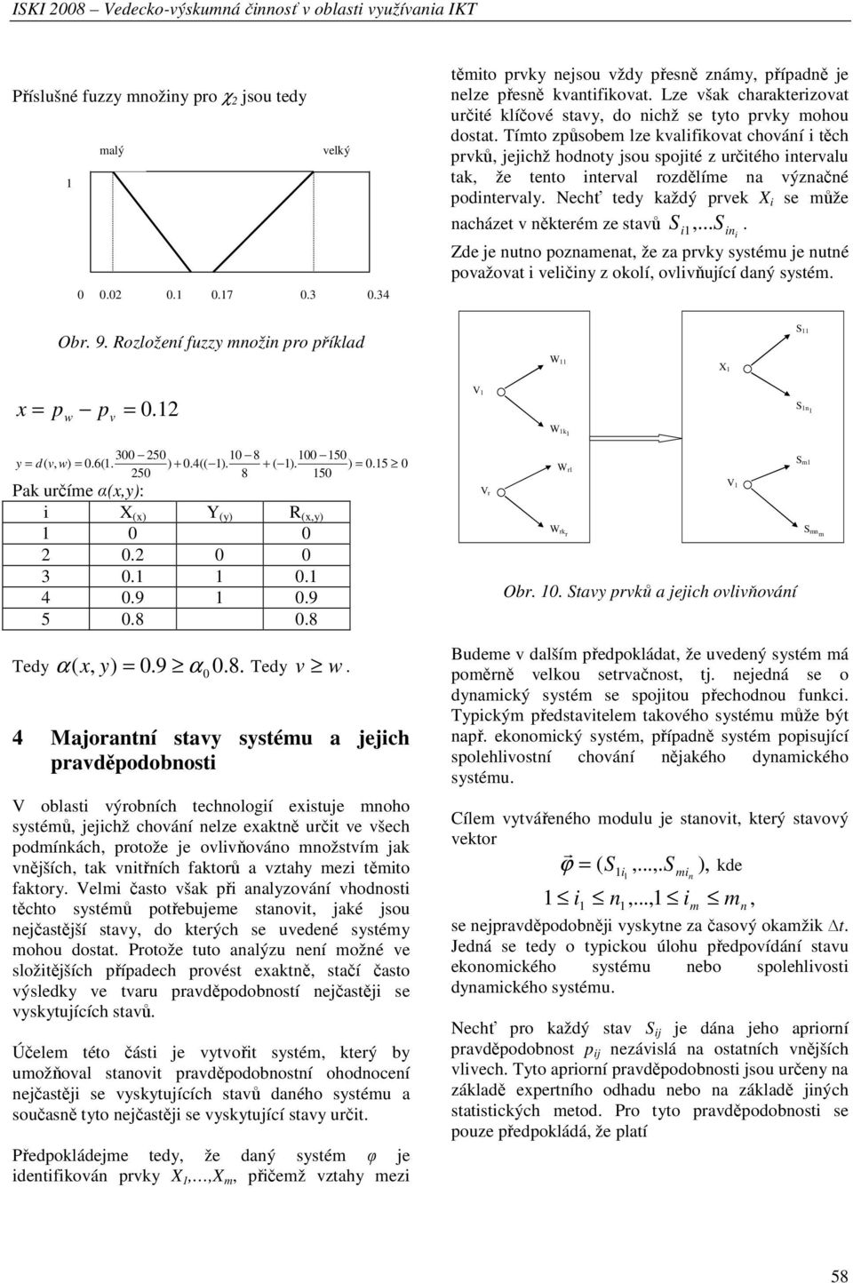 může ncháze v někerém ze svů S, S n Zde e nuno poznmen, že z prvky sysému e nuné povžov velčny z okolí, ovlvňuící dný sysém Obr 9 Rozložení fuzzy množn pro příkld W X S x p w pv V Sn Wk 3 5 8 5 y d(