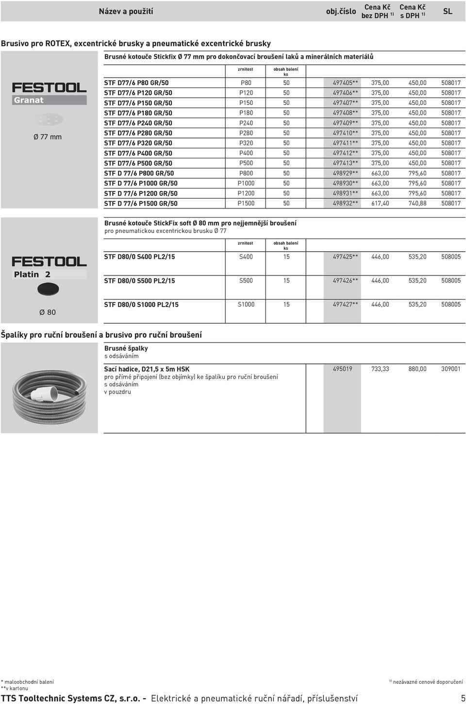 P80 GR/50 P80 50 497405** 375,00 450,00 508017 STF D77/6 P120 GR/50 P120 50 497406** 375,00 450,00 508017 STF D77/6 P150 GR/50 P150 50 497407** 375,00 450,00 508017 STF D77/6 P180 GR/50 P180 50