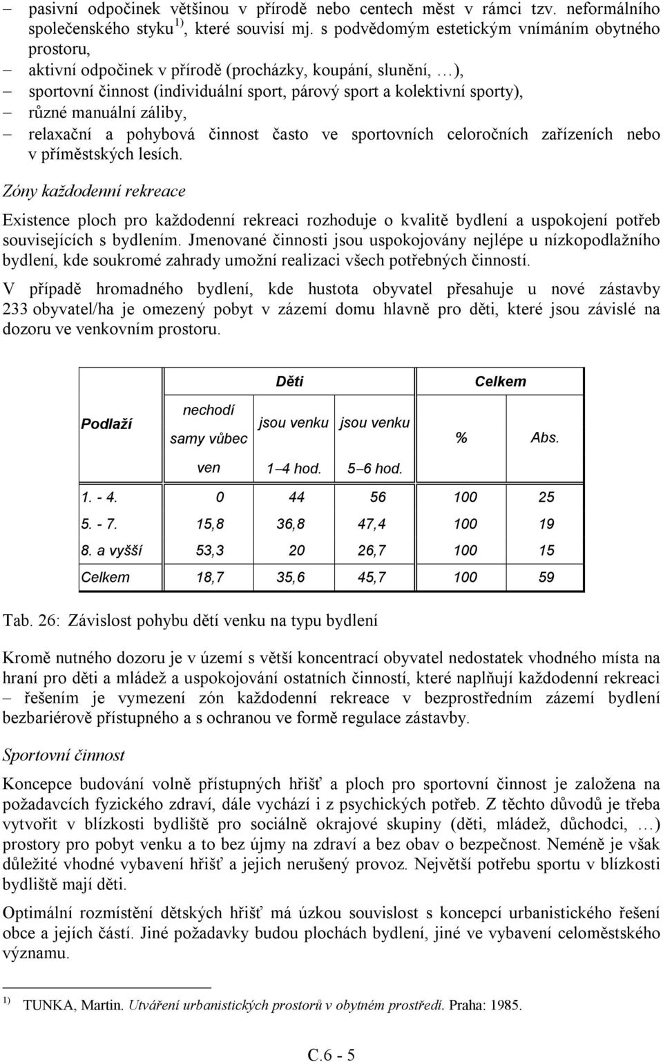 manuální záliby, relaxační a pohybová činnost často ve sportovních celoročních zařízeních nebo v příměstských lesích.