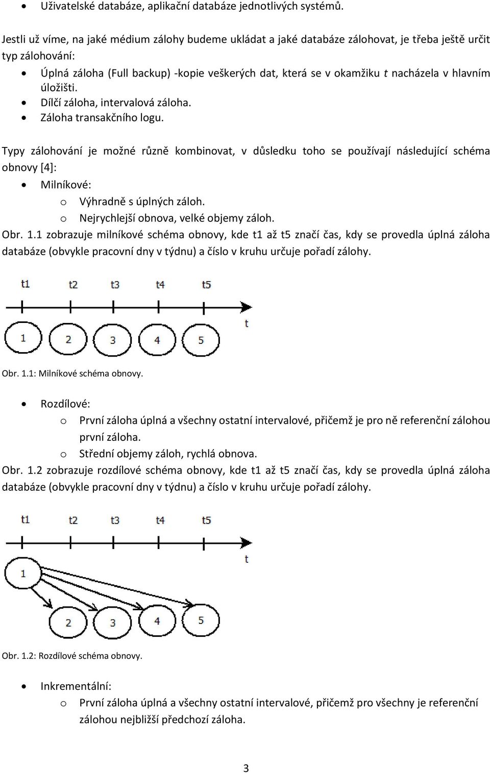 hlavním úložišti. Dílčí záloha, intervalová záloha. Záloha transakčního logu.