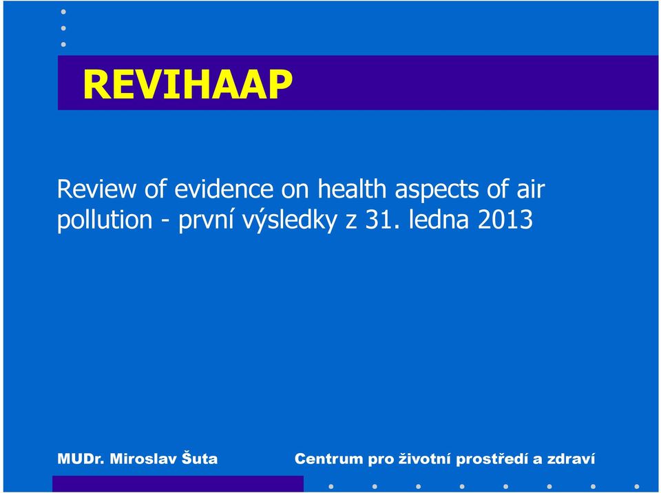 ledna 2013 revize ročního limitu pro PM 2,5 krátkodobý limit