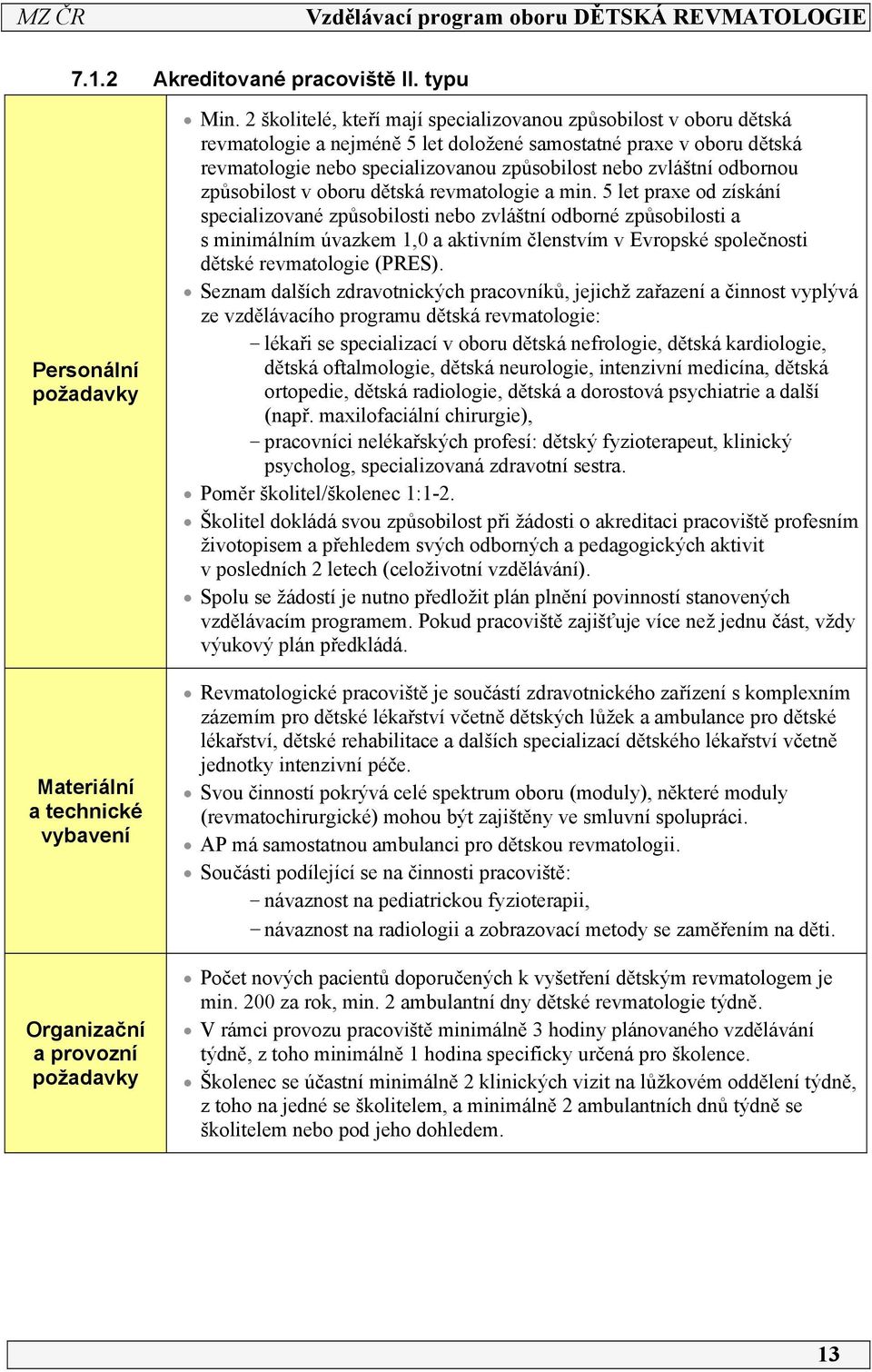 odbornou způsobilost v oboru dětská revmatologie a min.