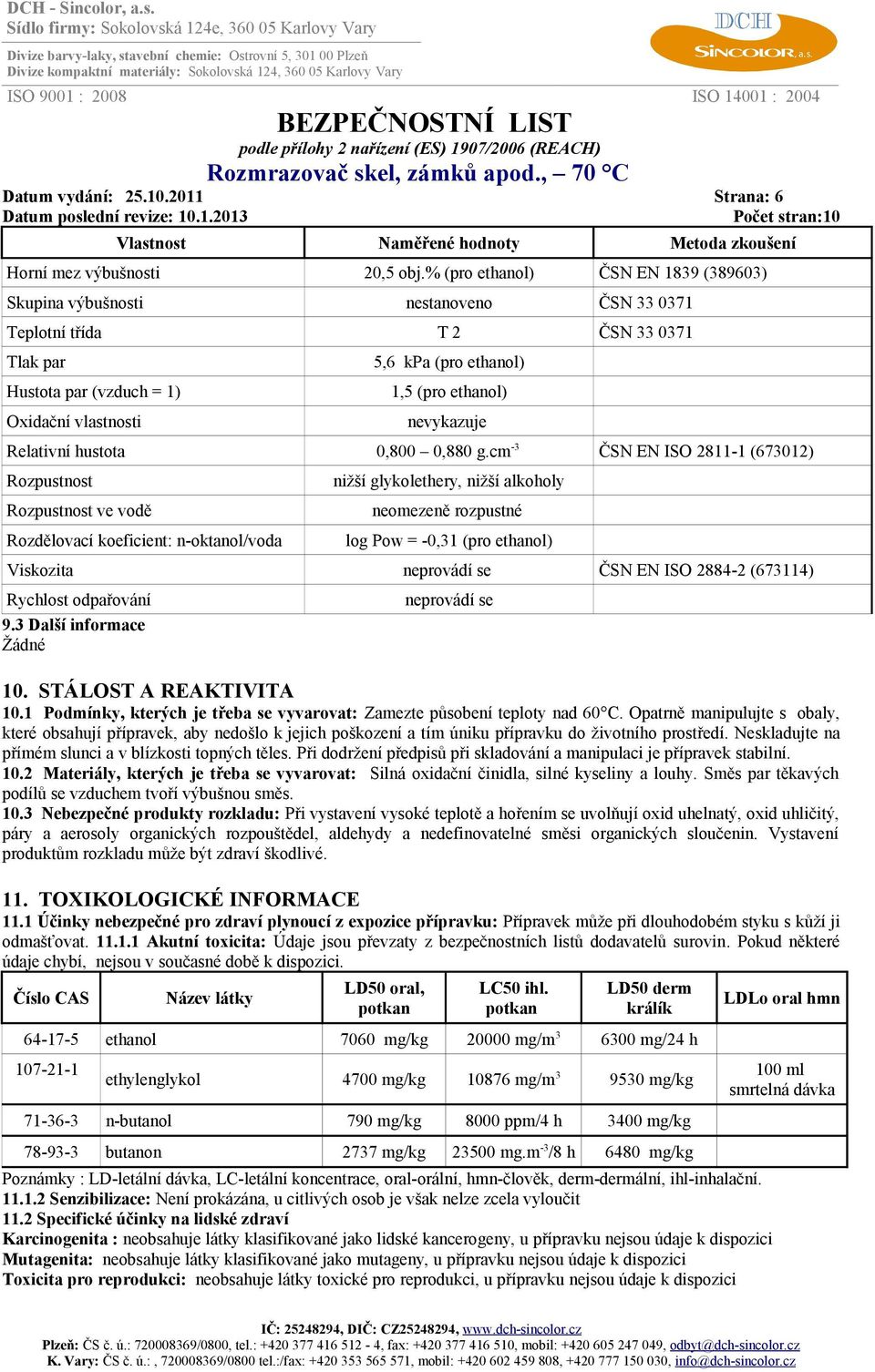 ethanol) nevykazuje Relativní hustota 0,800 0,880 g.