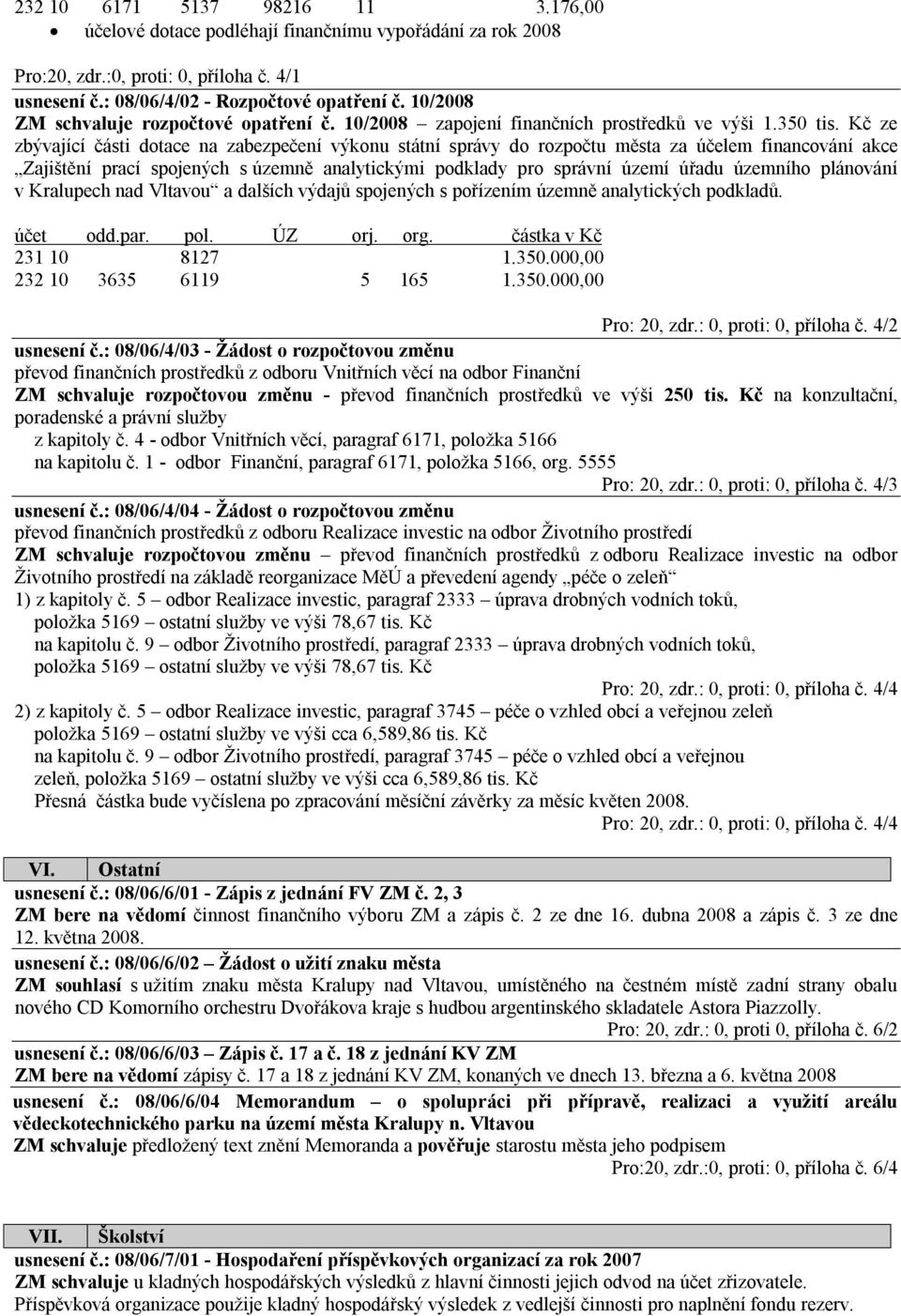 Kč ze zbývající části dotace na zabezpečení výkonu státní správy do rozpočtu města za účelem financování akce Zajištění prací spojených s územně analytickými podklady pro správní území úřadu územního