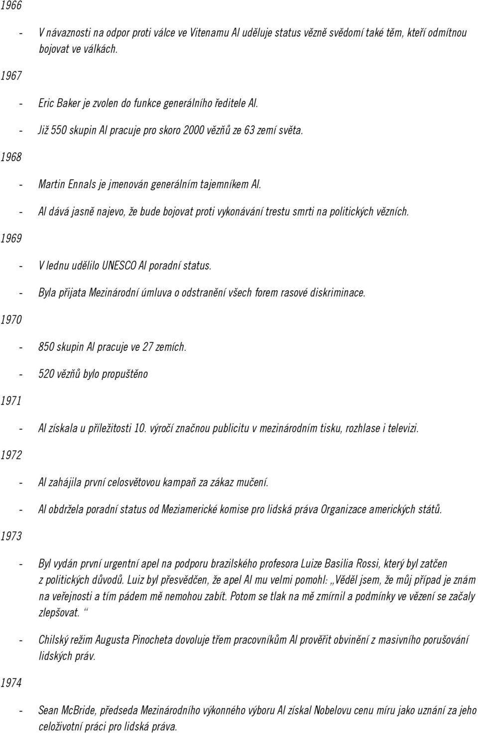 - AI dává jasně najevo, že bude bojovat proti vykonávání trestu smrti na politických vězních. - V lednu udělilo UNESCO AI poradní status.