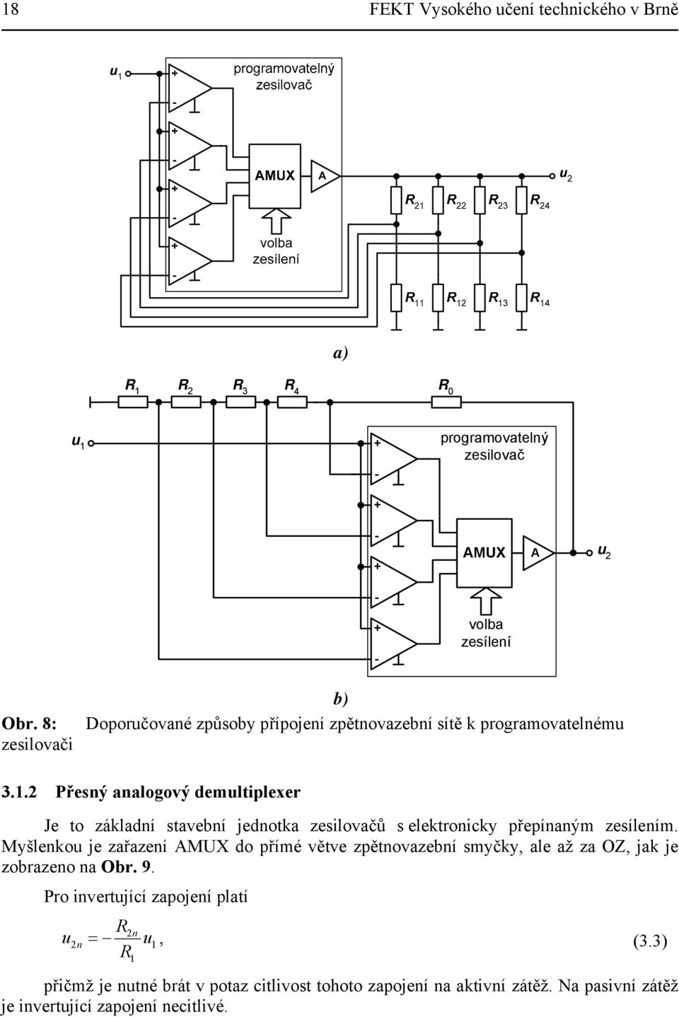. Přesný analogový demultiplexer Je to základní stavební jednotka zesilovačů s elektronicky přepínaným zesílením.