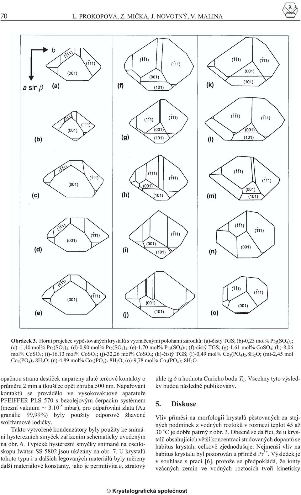 (SO 4 ) 3 ; (f)-èistý TGS; (g)-1,61 mol% CoSO 4 ; (h)-8,06 mol% CoSO 4 ; (i)-16,13 mol% CoSO 4 ; (j)-32,26 mol% CoSO 4 ; (k)-èistý TGS; (l)-0,49 mol% Co 3 (PO 4 ) 2.