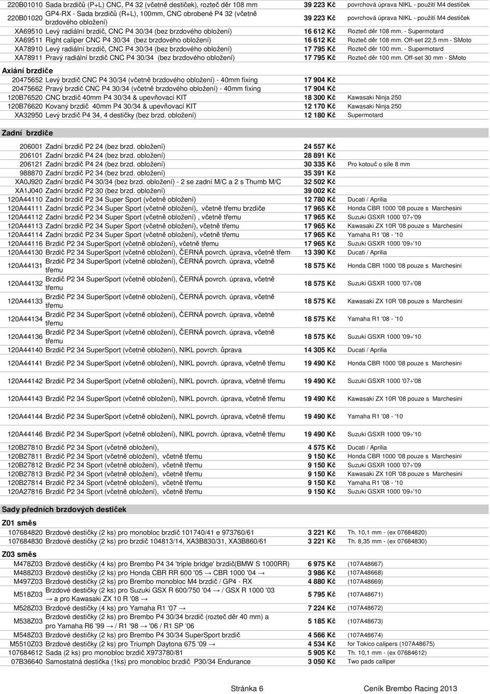 P4 30/34 (bez brzdového obložení) 39 223 Kč povrchová úprava NIKL - použití M4 destiček 39 223 Kč povrchová úprava NIKL - použití M4 destiček 16 612 Kč Rozteč děr 108 mm.