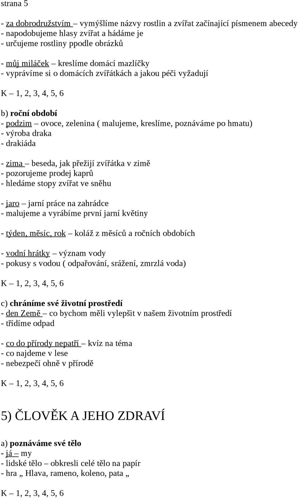 přežijí zvířátka v zimě - pozorujeme prodej kaprů - hledáme stopy zvířat ve sněhu - jaro jarní práce na zahrádce - malujeme a vyrábíme první jarní květiny - týden, měsíc, rok koláž z měsíců a ročních