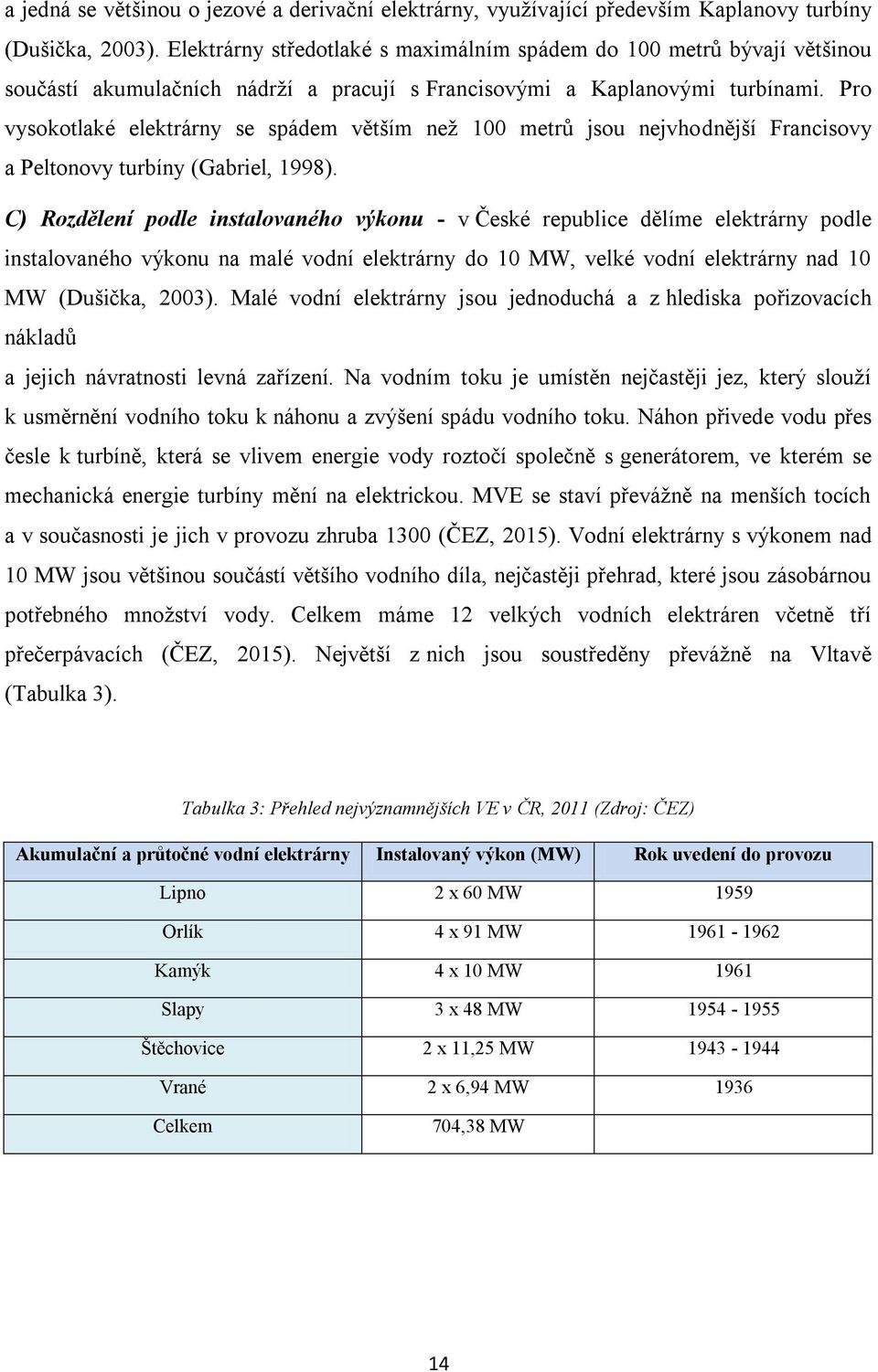 Pro vysokotlaké elektrárny se spádem větším než 100 metrů jsou nejvhodnější Francisovy a Peltonovy turbíny (Gabriel, 1998).