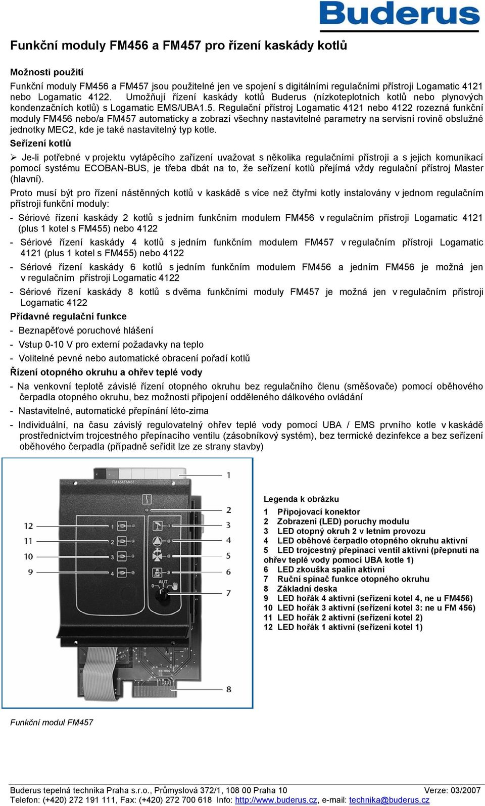 Regulační přístroj Logamatic 4121 nebo 4122 rozezná funkční moduly FM456 nebo/a FM457 automaticky a zobrazí všechny nastavitelné parametry na servisní rovině obslužné jednotky MEC2, kde je také