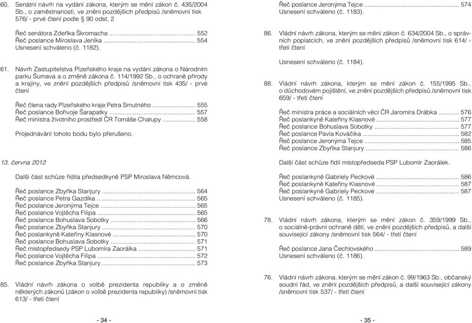 , o ochraně přírody a krajiny, ve znění pozdějších předpisů /sněmovní tisk 435/ - prvé čtení Řeč člena rady Plzeňského kraje Petra Smutného... 555 Řeč poslance Bořivoje Šarapatky.