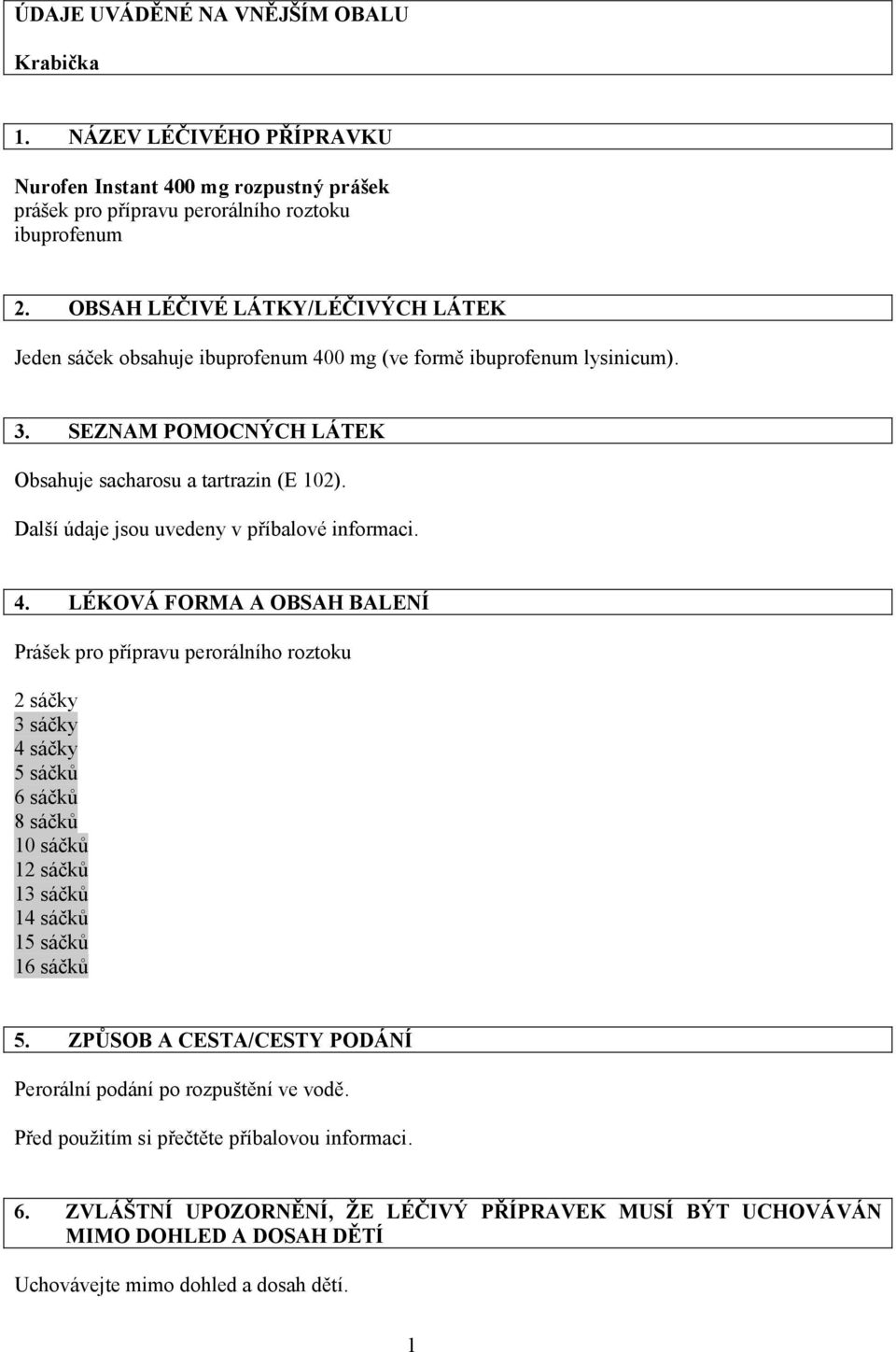 Další údaje jsou uvedeny v příbalové informaci. 4.