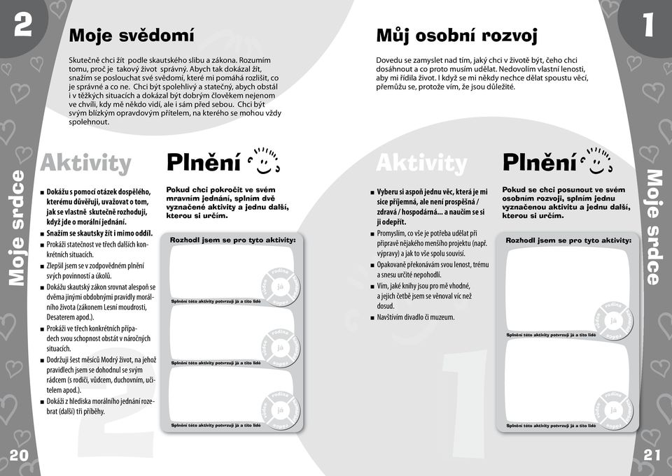 Chci být spolehlivý a statečný, abych obstál i v těžkých situacích a dokázal být dobrým člověkem nejenom ve chvíli, kdy mě někdo vidí, ale i sám před sebou.