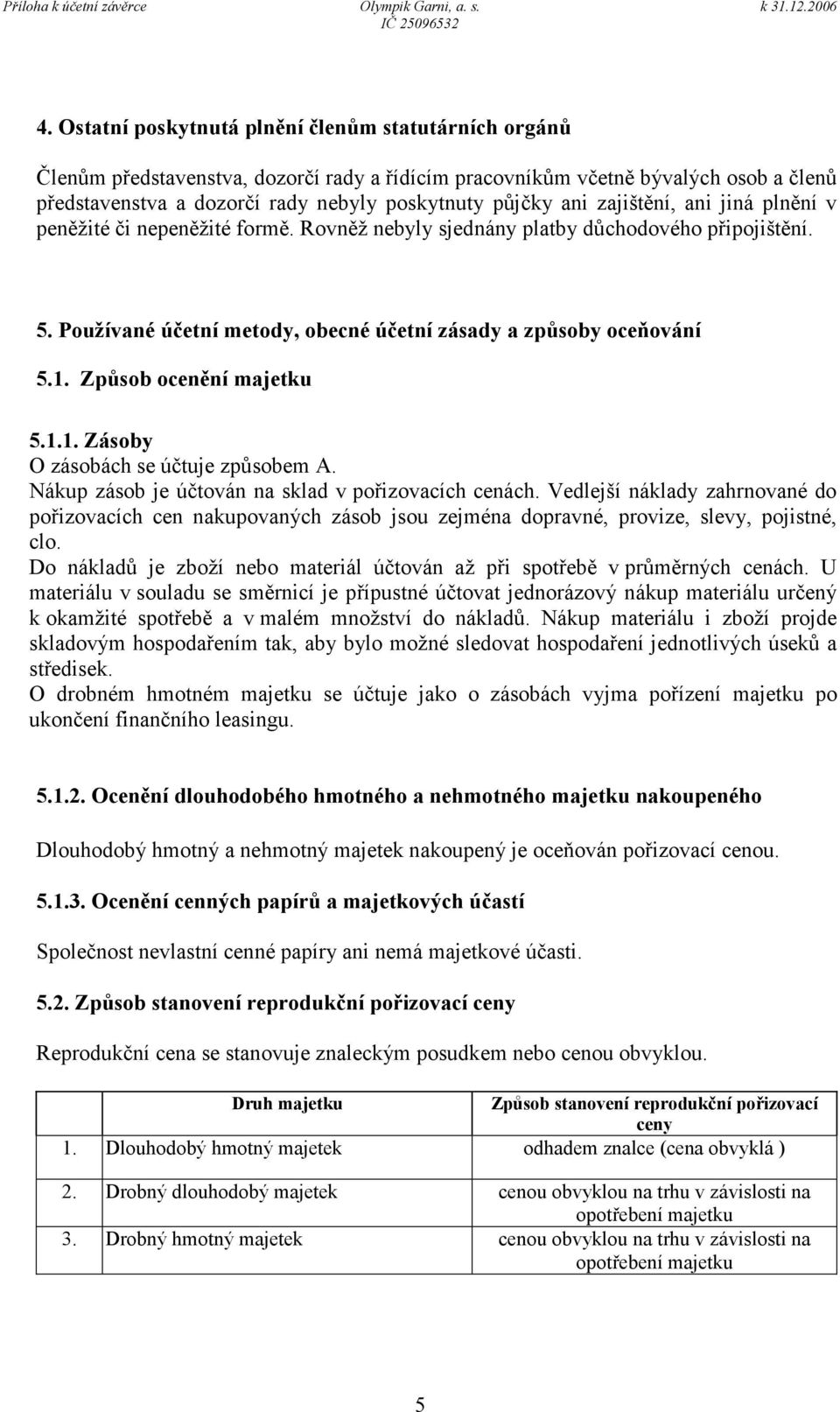 Způsob ocenění majetku 5.1.1. Zásoby O zásobách se účtuje způsobem A. Nákup zásob je účtován na sklad v pořizovacích cenách.