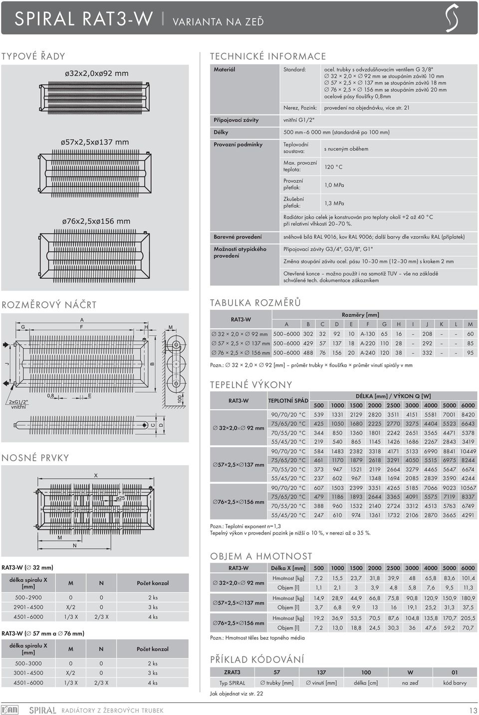 : 32 2,0 92 průměr trubky tloušťka průměr vinutí spirály v mm RAT3-W DÉLKA / VÝKON Q [W] 90/70/20 C 539 1331 2129 2820 3511 4151 5581 7001 8420 75/65/20 C 425 1050 1680 2225 2770 3275 4404 5523 6643