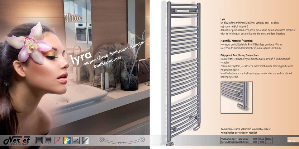 most modern interiors lyra Nerezový profil/edelstahl Profil/Stainless profile: ø 40 mm Nerezová