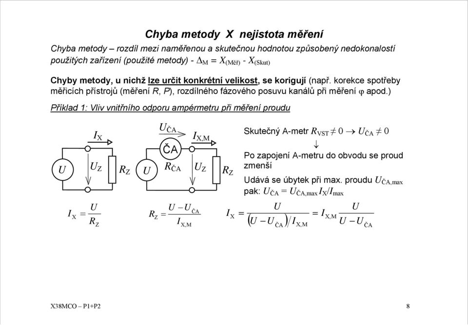 korekce spotřeby měřicích přístrojů (měření, ), rozdílného fázového posuvu kanálů při měření ϕ apod.