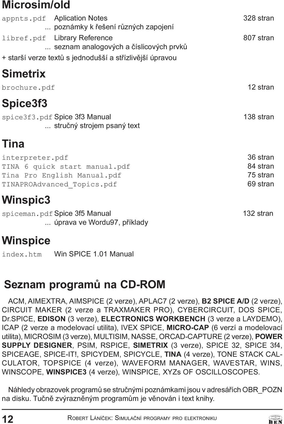 Manual pdf TINPROdvanced_Topics pdf Winspic3 spiceman pdf Spice 3f5 Manual úprava ve Wordu97, pøíklady 36 stran 84 stran 75 stran 69 stran 132 stran Winspice index htm Win SPICE 1 01 Manual Seznam