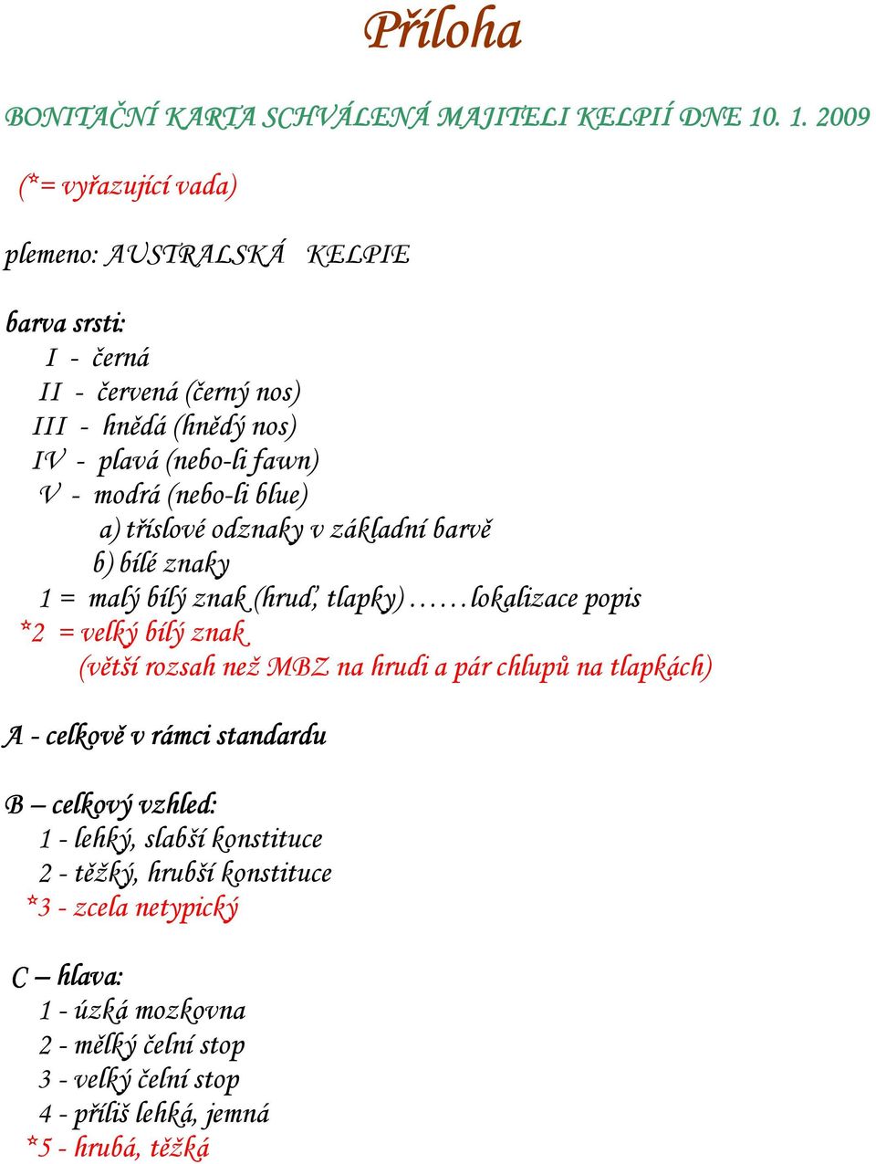 modrá (nebo-li blue) a) tříslové odznaky v základní barvě b) bílé znaky 1 = malý bílý znak (hruď, tlapky) lokalizace popis *2 = velký bílý znak (větší rozsah než