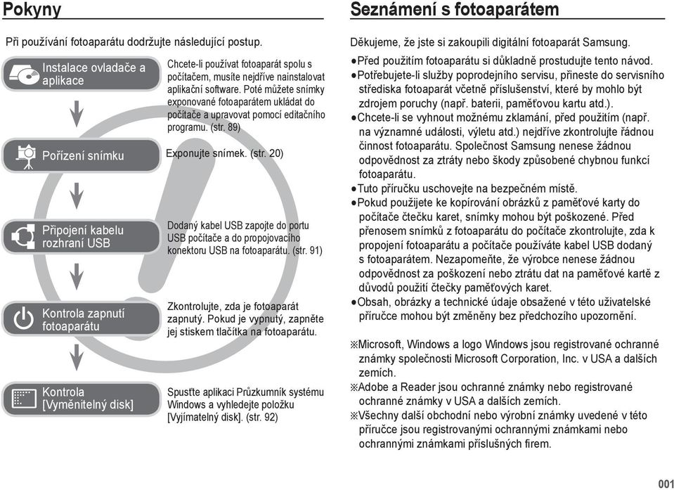 nainstalovat aplikační software. Poté můžete snímky exponované fotoaparátem ukládat do počítače a upravovat pomocí editačního programu. (str.