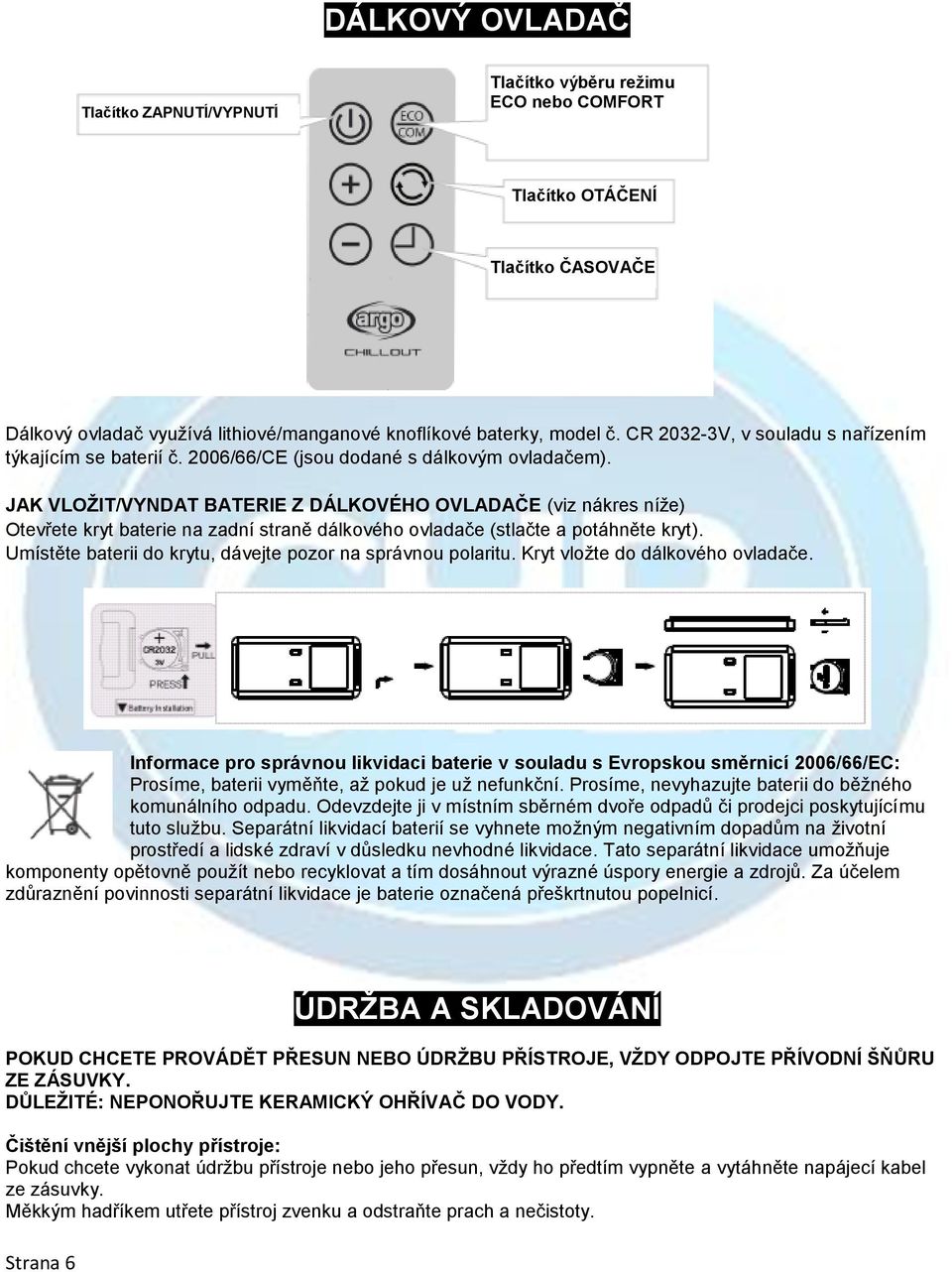 JAK VLOŽIT/VYNDAT BATERIE Z DÁLKOVÉHO OVLADAČE (viz nákres níže) Otevřete kryt baterie na zadní straně dálkového ovladače (stlačte a potáhněte kryt).