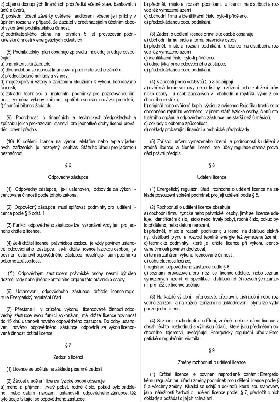 (8) Podnikatelský plán obsahuje zpravidla následující údaje osvědčující a) charakteristiku žadatele, b) dlouhodobou schopnost financování podnikatelského záměru, c) předpokládané náklady a výnosy, d)