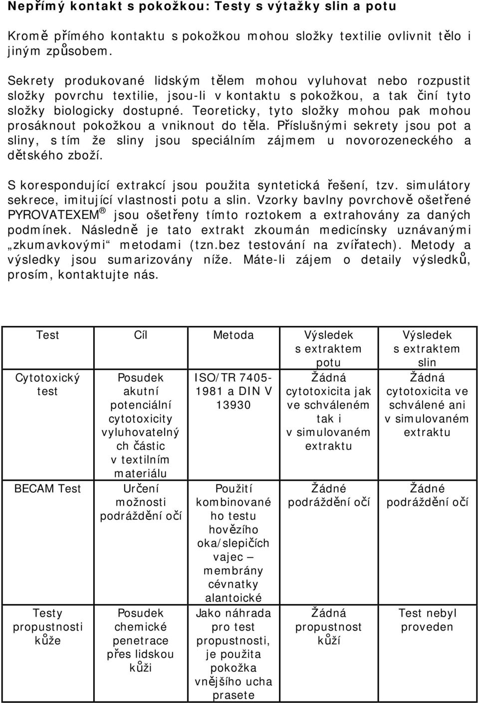 Teoreticky, tyto složky mohou pak mohou prosáknout pokožkou a vniknout do těla. Příslušnými sekrety jsou pot a sliny, s tím že sliny jsou speciálním zájmem u novorozeneckého a dětského zboží.