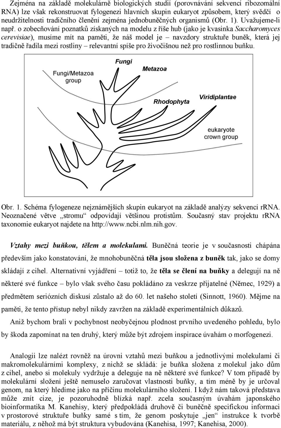 o zobecňování poznatků získaných na modelu z říše hub (jako je kvasinka Saccharomyces cerevisiae), musíme mít na paměti, že náš model je navzdory struktuře buněk, která jej tradičně řadila mezi