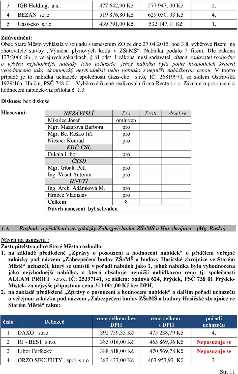 Dle zákona 137/2006 Sb., o veřejných zakázkách, 81 odst.