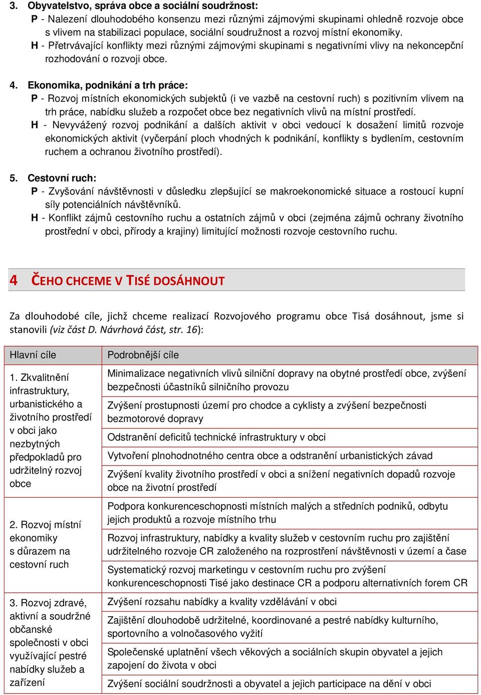 Ekonomika, podnikání a trh práce: P - Rozvoj místních ekonomických subjektů (i ve vazbě na cestovní ruch) s pozitivním vlivem na trh práce, nabídku služeb a rozpočet obce bez negativních vlivů na