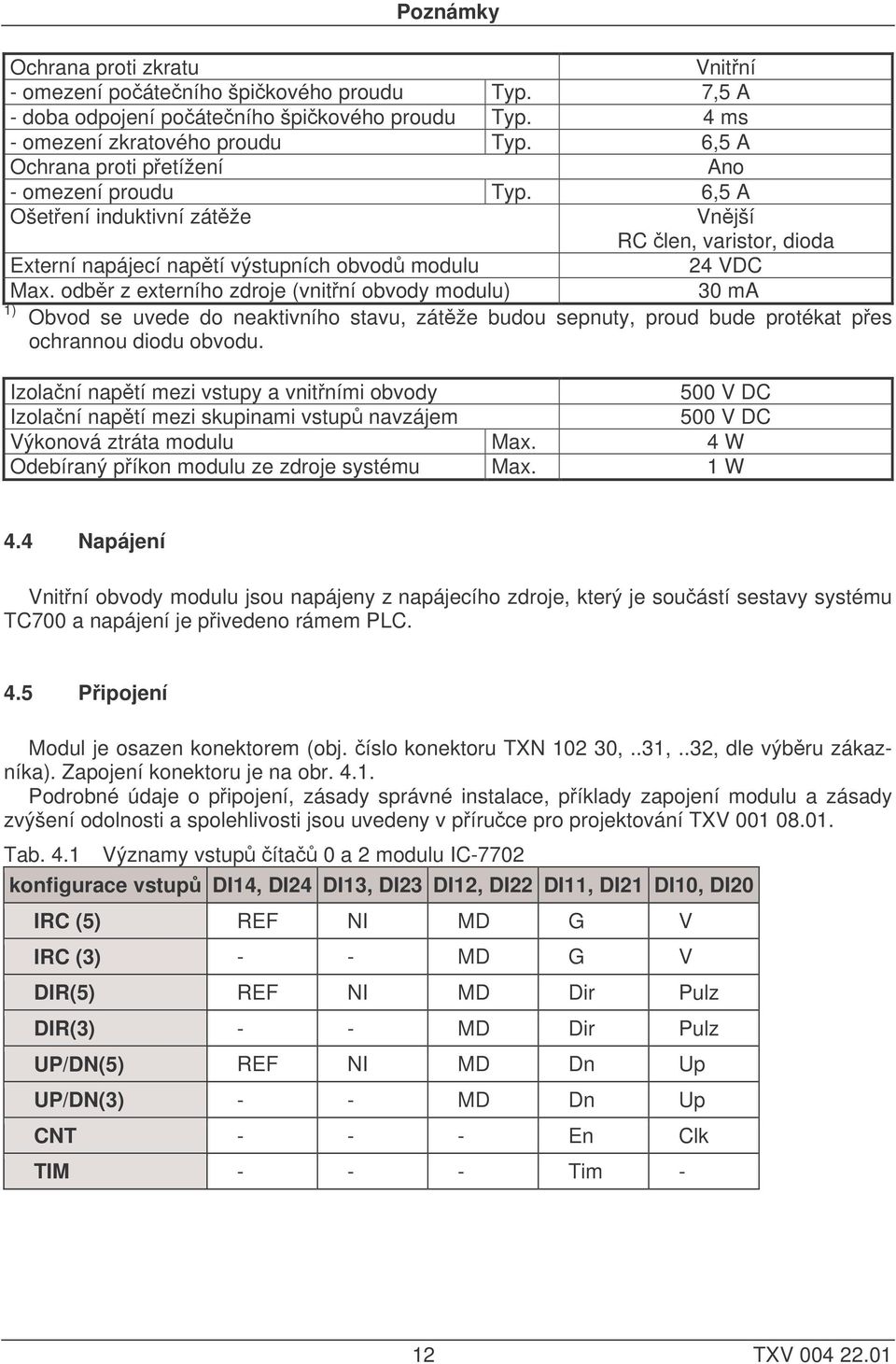 odběr z externího zdroje (vnitřní obvody modulu) 3 ma ) Obvod se uvede do neaktivního stavu, zátěže budou sepnuty, proud bude protékat přes ochrannou diodu obvodu.