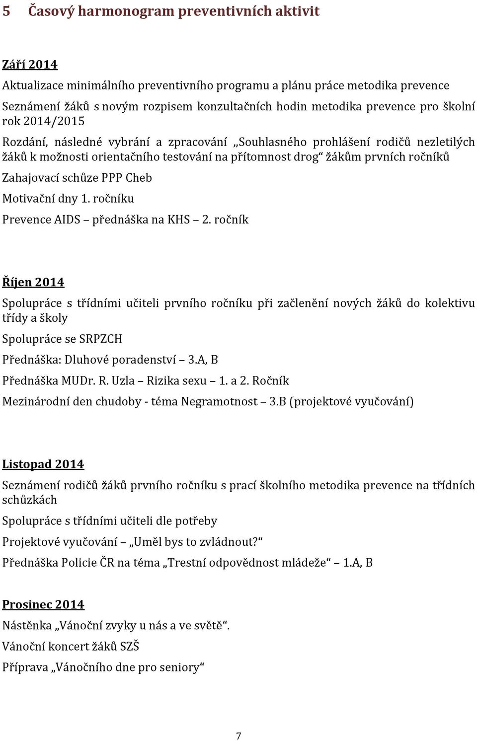 Zahajovací schůze PPP Cheb Motivační dny 1. ročníku Prevence AIDS přednáška na KHS 2.