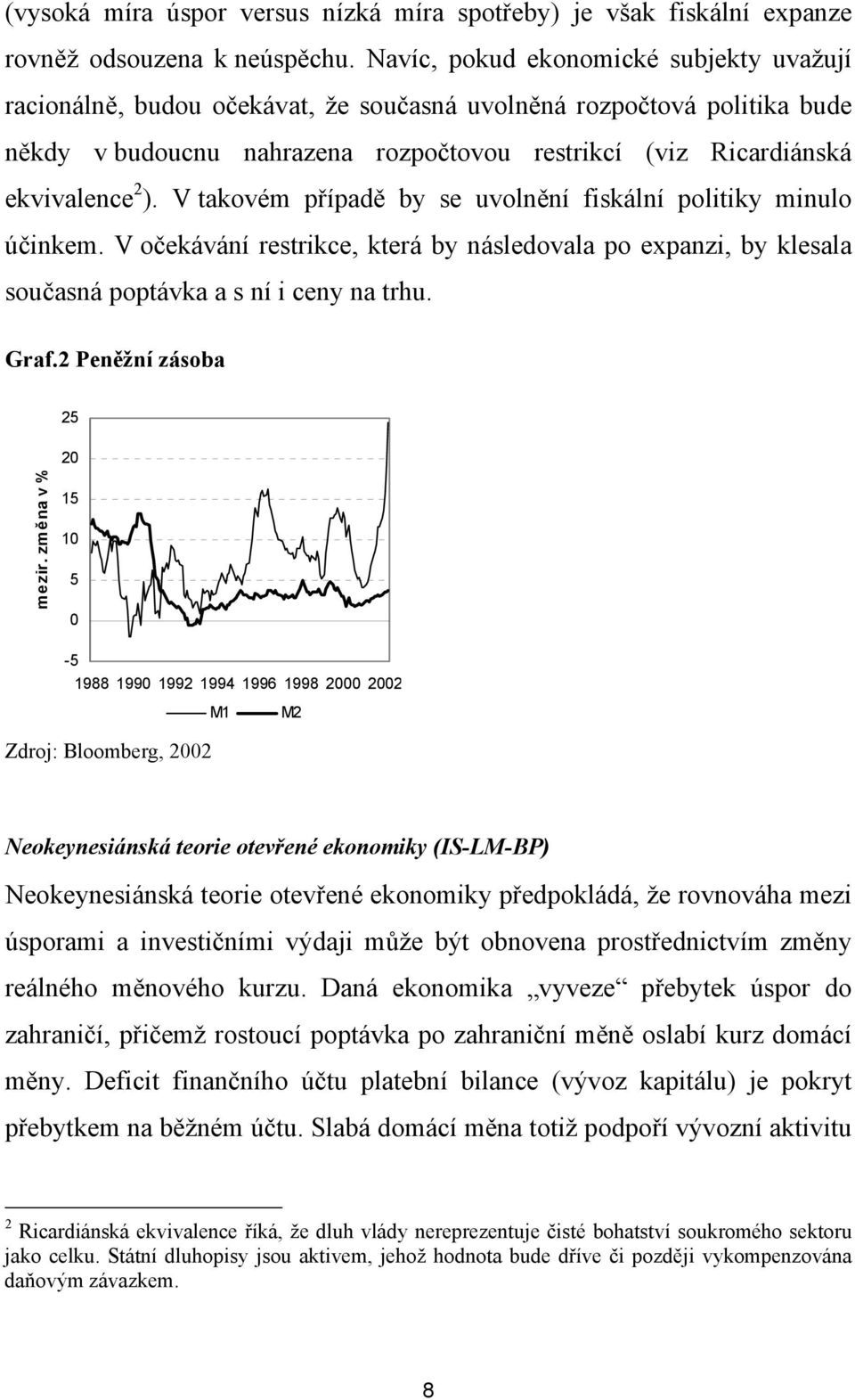 V takovém případě by se uvolnění fiskální politiky minulo účinkem. V očekávání restrikce, která by následovala po expanzi, by klesala současná poptávka a s ní i ceny na trhu. Graf.