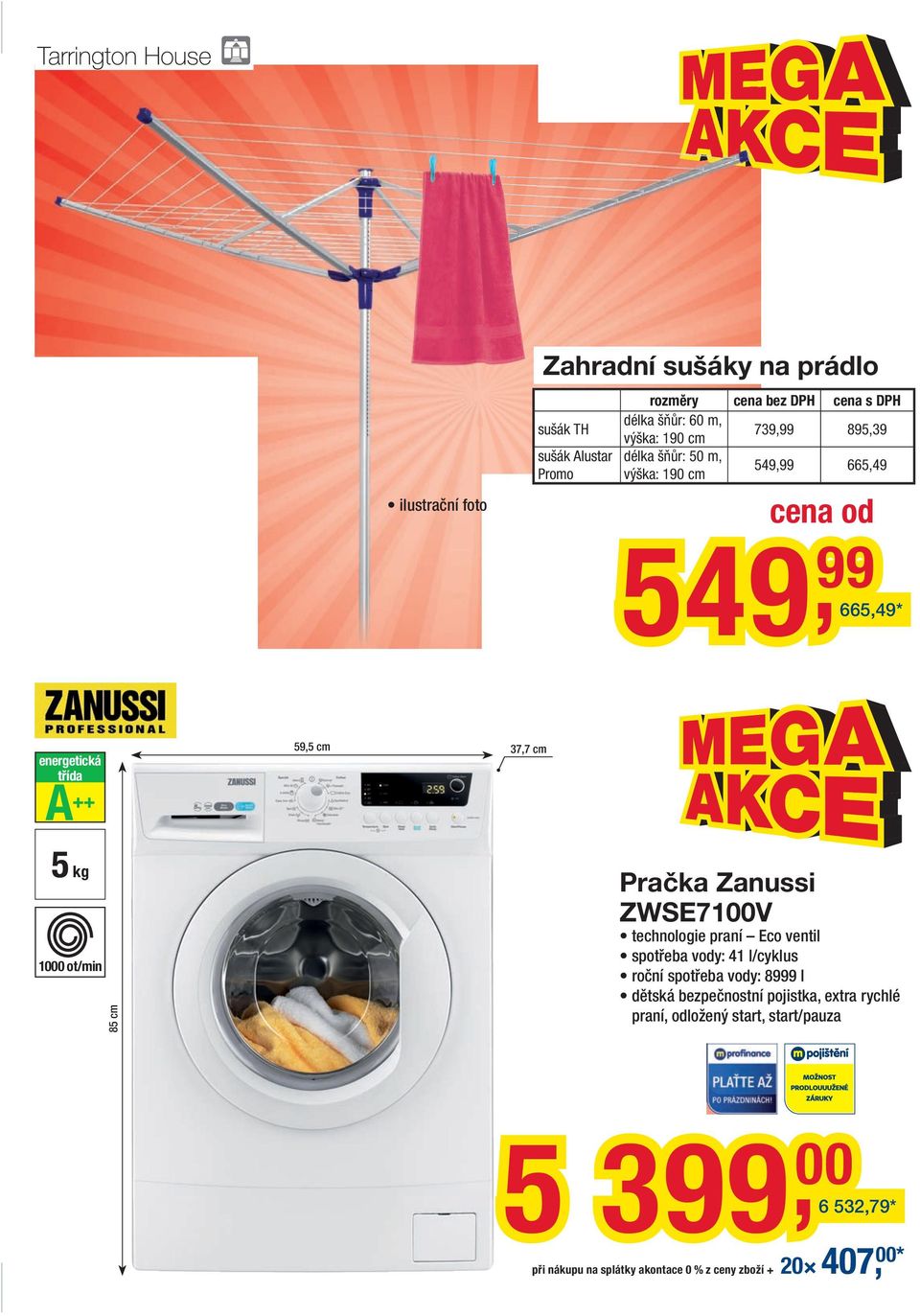 ot/min technologie praní Eco ventil spotřeba vody: 41 l/cyklus roční spotřeba vody: 89 l dětská bezpečnostní pojistka, extra rychlé praní,