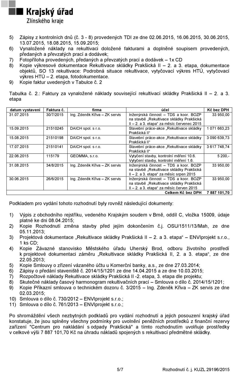 dodávek 1x CD 8) Kopie výkresové dokumentace Rekultivace skládky Prakšická II 2. a 3.