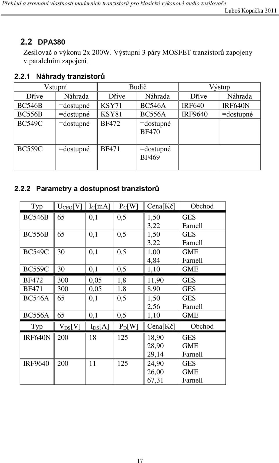 =dostupné BF470 BC559C =dostupné BF471 =dostupné BF469 2.