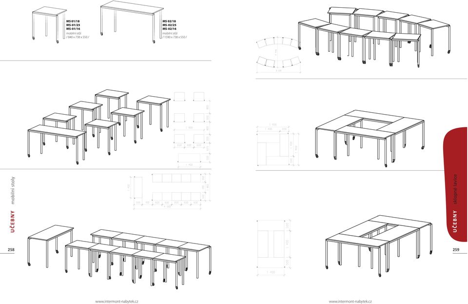 MS-02/16 mobilní stůl / 1590 x 738 x 550 /
