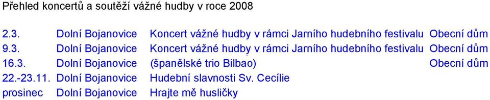 Dolní Bojanovice Koncert vážné hudby v rámci Jarního hudebního festivalu Obecní dům 16.3.