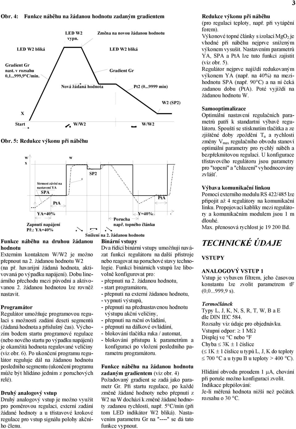 5: Redukce výkonu při náběhu w x Strmost závisí na nastavení YA SPA YA=40% PtA Zapnutí napájení Př.