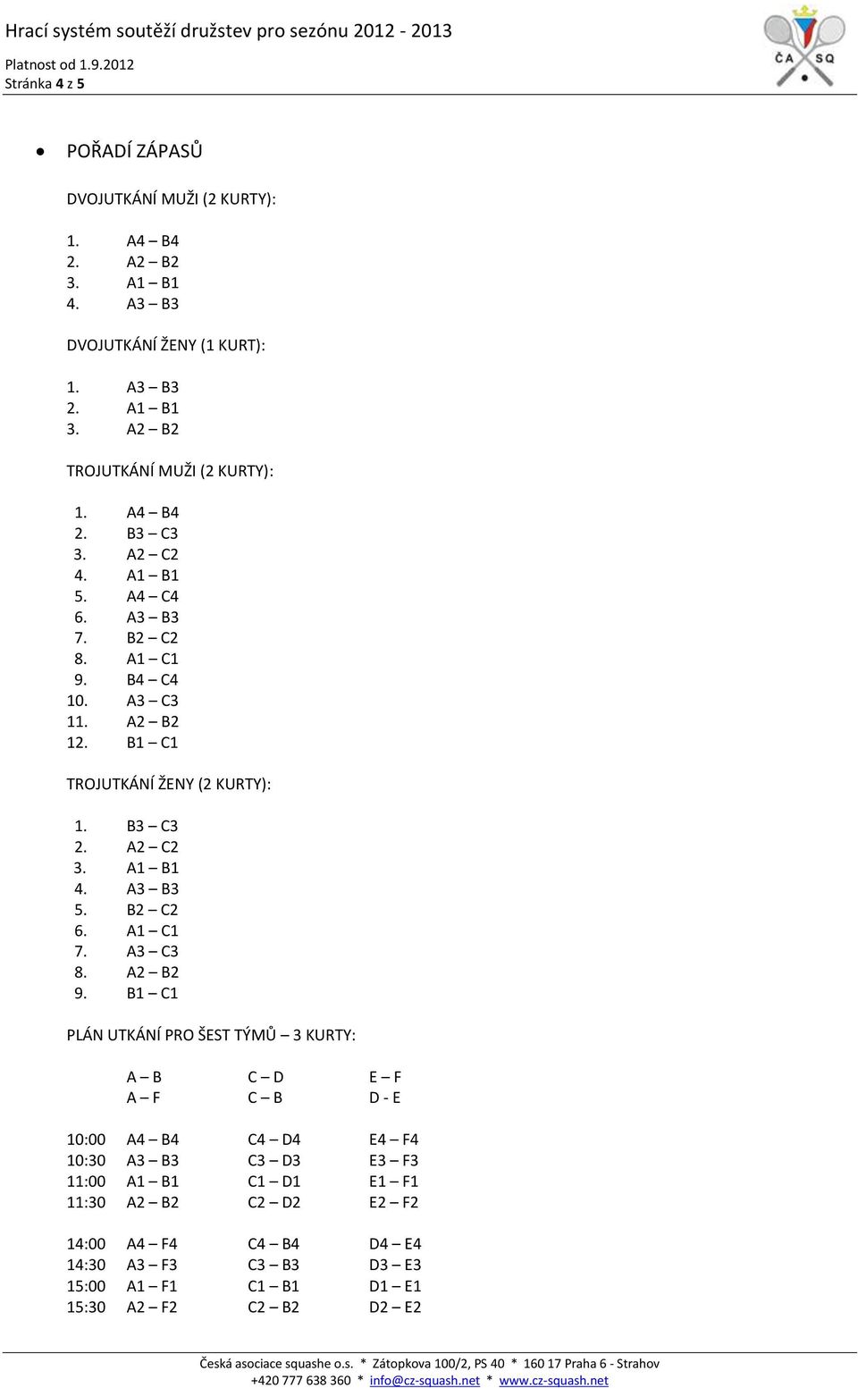 B1 C1 TROJUTKÁNÍ ŽENY (2 KURTY): 1. B3 C3 2. A2 C2 3. A1 B1 4. A3 B3 5. B2 C2 6. A1 C1 7. A3 C3 8. A2 B2 9.