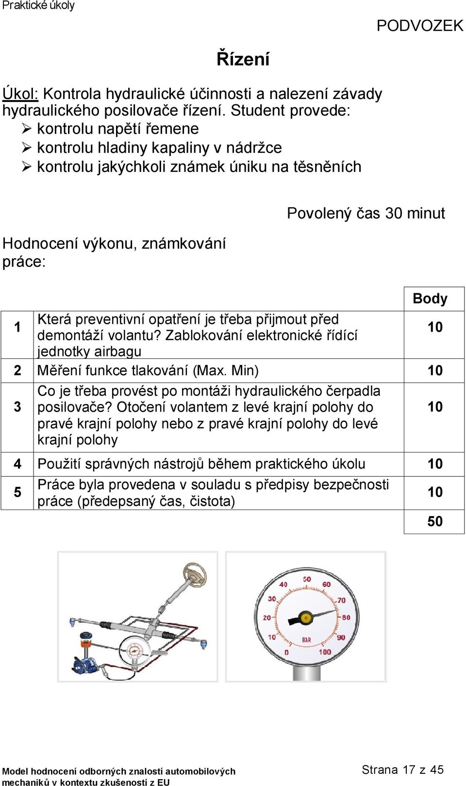 preventivní opatření je třeba přijmout před demontáží volantu? Zablokování elektronické řídící jednotky airbagu 2 Měření funkce tlakování (Max.